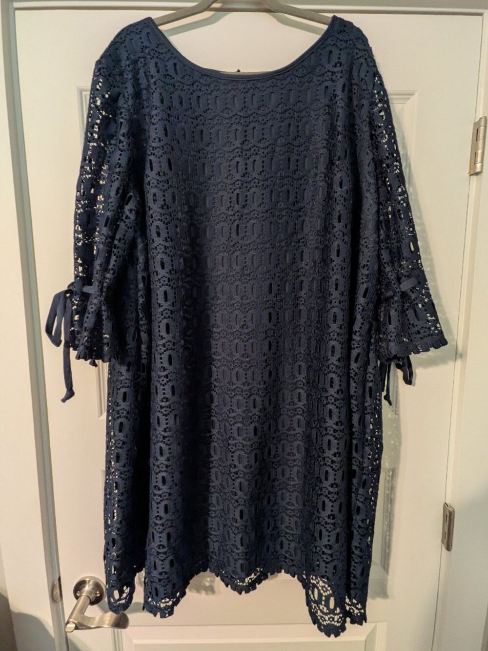 Avenue Navy Lace Dress with Sleeves